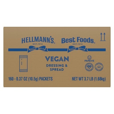 Hellmann's® Vegan Mayonnaise .37oz 160 pack - Hellmann’s® Vegan Mayo is the perfect partner for plant-based dishes your guests crave. Same great taste, plant based.
